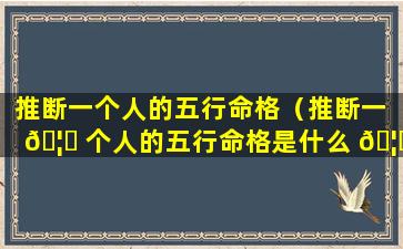 推断一个人的五行命格（推断一 🦈 个人的五行命格是什么 🦆 ）